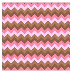 Shades Of Pink And Brown Retro Zigzag Chevron Pattern Large Satin Scarf (square) by Nexatart