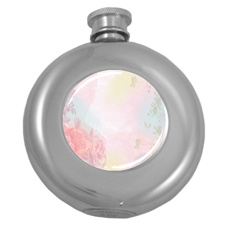 Watercolor Floral Round Hip Flask (5 oz)