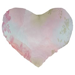 Watercolor Floral Large 19  Premium Flano Heart Shape Cushions