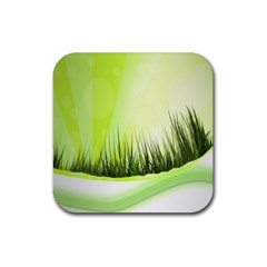 Green Background Wallpaper Texture Rubber Coaster (square)  by Nexatart