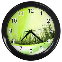 Green Background Wallpaper Texture Wall Clocks (black) by Nexatart