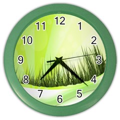 Green Background Wallpaper Texture Color Wall Clocks by Nexatart