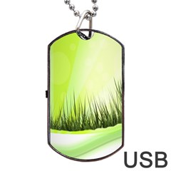 Green Background Wallpaper Texture Dog Tag Usb Flash (one Side) by Nexatart