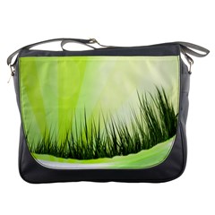 Green Background Wallpaper Texture Messenger Bags by Nexatart