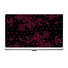 Pink Floral Pattern Background Business Card Holders by Nexatart