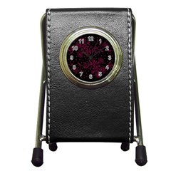 Pink Floral Pattern Background Pen Holder Desk Clocks by Nexatart