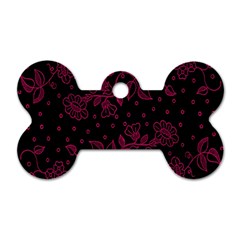 Pink Floral Pattern Background Dog Tag Bone (one Side) by Nexatart