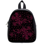 Pink Floral Pattern Background School Bags (Small)  Front