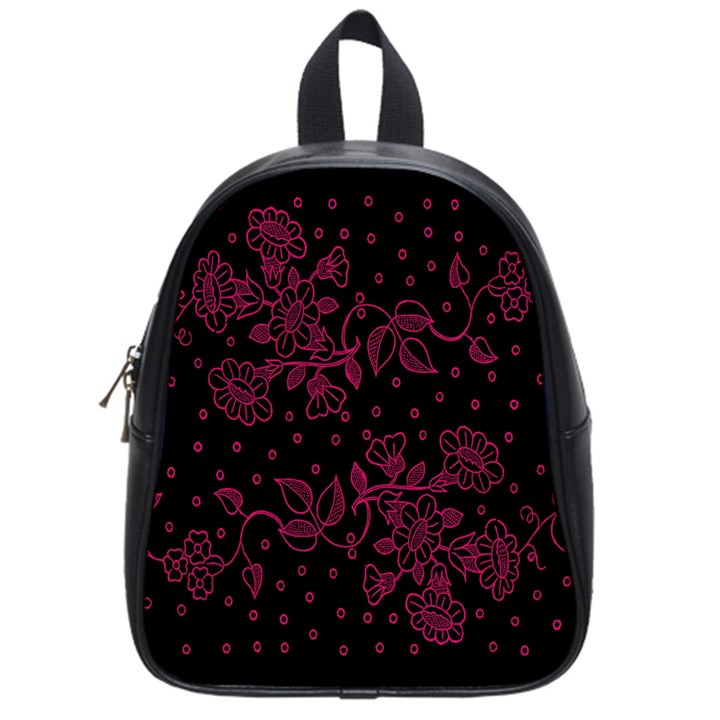 Pink Floral Pattern Background School Bags (Small) 