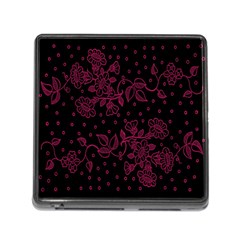 Pink Floral Pattern Background Memory Card Reader (square) by Nexatart