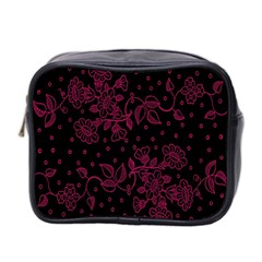 Pink Floral Pattern Background Mini Toiletries Bag 2-side by Nexatart