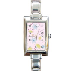 Pretty Summer Garden Floral Bird Pink Seamless Pattern Rectangle Italian Charm Watch by Nexatart