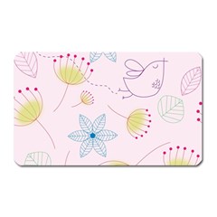 Pretty Summer Garden Floral Bird Pink Seamless Pattern Magnet (rectangular) by Nexatart