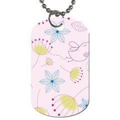 Pretty Summer Garden Floral Bird Pink Seamless Pattern Dog Tag (one Side) by Nexatart