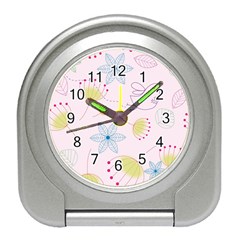 Pretty Summer Garden Floral Bird Pink Seamless Pattern Travel Alarm Clocks by Nexatart