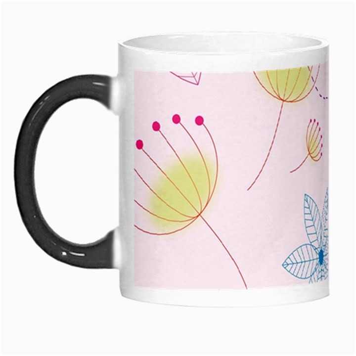 Pretty Summer Garden Floral Bird Pink Seamless Pattern Morph Mugs