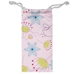 Pretty Summer Garden Floral Bird Pink Seamless Pattern Jewelry Bag Front