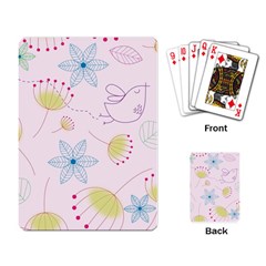 Pretty Summer Garden Floral Bird Pink Seamless Pattern Playing Card by Nexatart