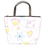 Pretty Summer Garden Floral Bird Pink Seamless Pattern Bucket Bags Front