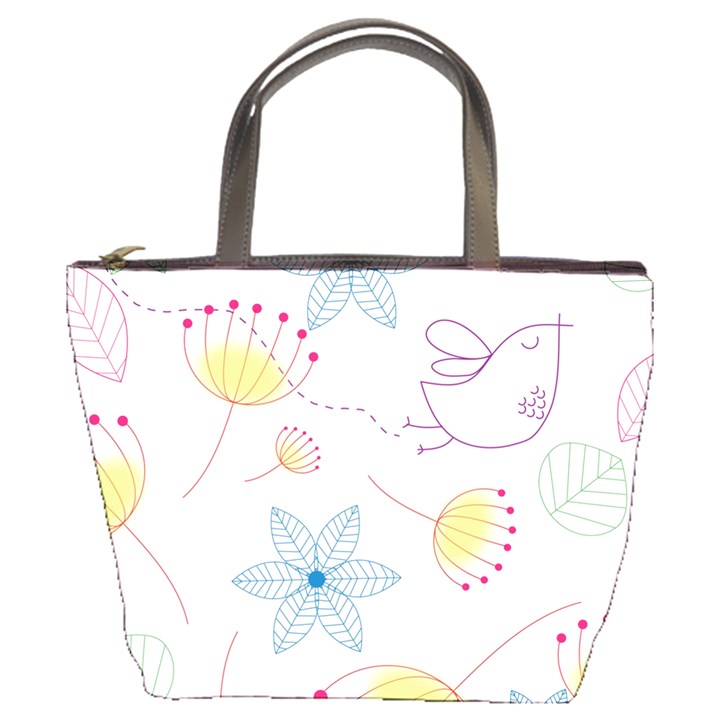 Pretty Summer Garden Floral Bird Pink Seamless Pattern Bucket Bags