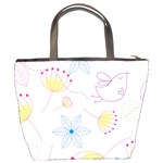 Pretty Summer Garden Floral Bird Pink Seamless Pattern Bucket Bags Back