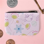 Pretty Summer Garden Floral Bird Pink Seamless Pattern Mini Coin Purses Back