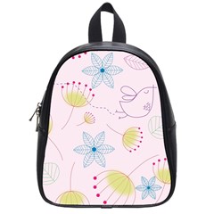 Pretty Summer Garden Floral Bird Pink Seamless Pattern School Bags (small)  by Nexatart