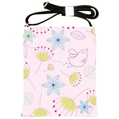 Pretty Summer Garden Floral Bird Pink Seamless Pattern Shoulder Sling Bags by Nexatart