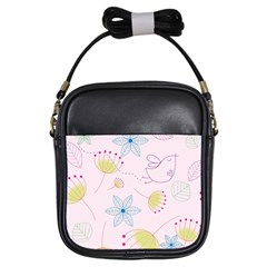 Pretty Summer Garden Floral Bird Pink Seamless Pattern Girls Sling Bags by Nexatart