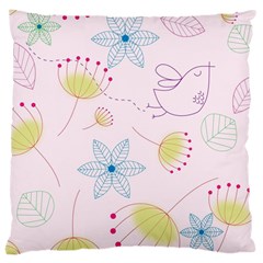 Pretty Summer Garden Floral Bird Pink Seamless Pattern Large Cushion Case (one Side) by Nexatart