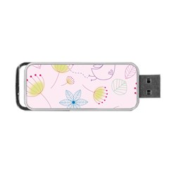 Pretty Summer Garden Floral Bird Pink Seamless Pattern Portable Usb Flash (one Side) by Nexatart