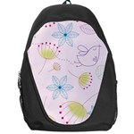 Pretty Summer Garden Floral Bird Pink Seamless Pattern Backpack Bag Front