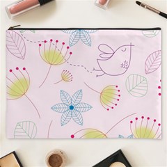 Pretty Summer Garden Floral Bird Pink Seamless Pattern Cosmetic Bag (xxxl)  by Nexatart