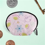 Pretty Summer Garden Floral Bird Pink Seamless Pattern Accessory Pouches (Small)  Front