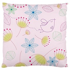 Pretty Summer Garden Floral Bird Pink Seamless Pattern Standard Flano Cushion Case (one Side) by Nexatart