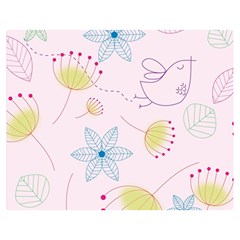 Pretty Summer Garden Floral Bird Pink Seamless Pattern Double Sided Flano Blanket (medium)  by Nexatart