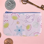 Pretty Summer Garden Floral Bird Pink Seamless Pattern Large Coin Purse Front