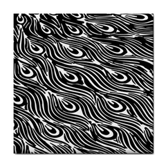 Digitally Created Peacock Feather Pattern In Black And White Tile Coasters by Nexatart