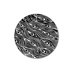 Digitally Created Peacock Feather Pattern In Black And White Magnet 3  (round) by Nexatart