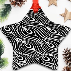 Digitally Created Peacock Feather Pattern In Black And White Star Ornament (two Sides) by Nexatart