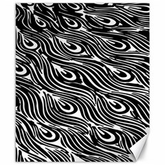 Digitally Created Peacock Feather Pattern In Black And White Canvas 8  X 10  by Nexatart