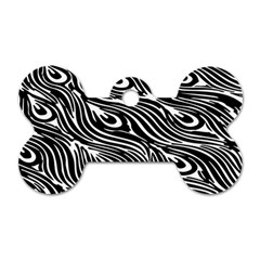 Digitally Created Peacock Feather Pattern In Black And White Dog Tag Bone (one Side) by Nexatart