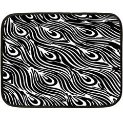 Digitally Created Peacock Feather Pattern In Black And White Double Sided Fleece Blanket (mini)  by Nexatart