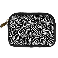 Digitally Created Peacock Feather Pattern In Black And White Digital Camera Cases by Nexatart