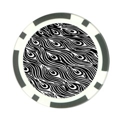 Digitally Created Peacock Feather Pattern In Black And White Poker Chip Card Guard (10 Pack) by Nexatart