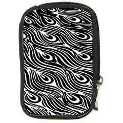 Digitally Created Peacock Feather Pattern In Black And White Compact Camera Cases by Nexatart