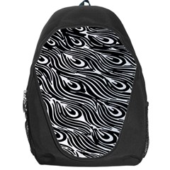 Digitally Created Peacock Feather Pattern In Black And White Backpack Bag by Nexatart