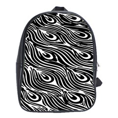 Digitally Created Peacock Feather Pattern In Black And White School Bags (xl)  by Nexatart