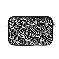 Digitally Created Peacock Feather Pattern In Black And White Apple Macbook Pro 13  Zipper Case by Nexatart