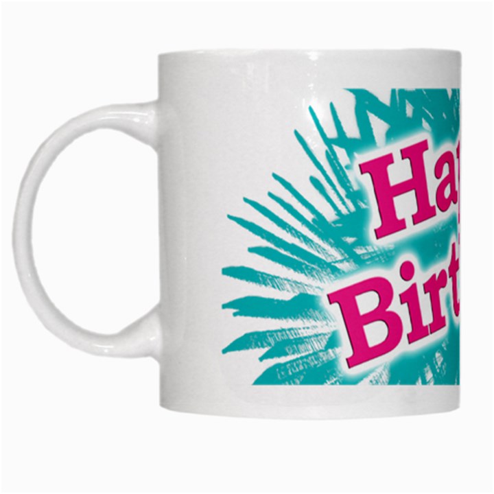 Happy Brithday Typographic Design White Mugs